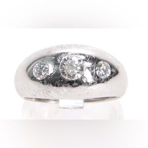 Vintage 14K White Gold 3 Stone Diamond Ring